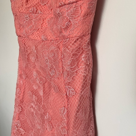 Elegant Pink Strapless Lace Dress - Picture 7 of 12